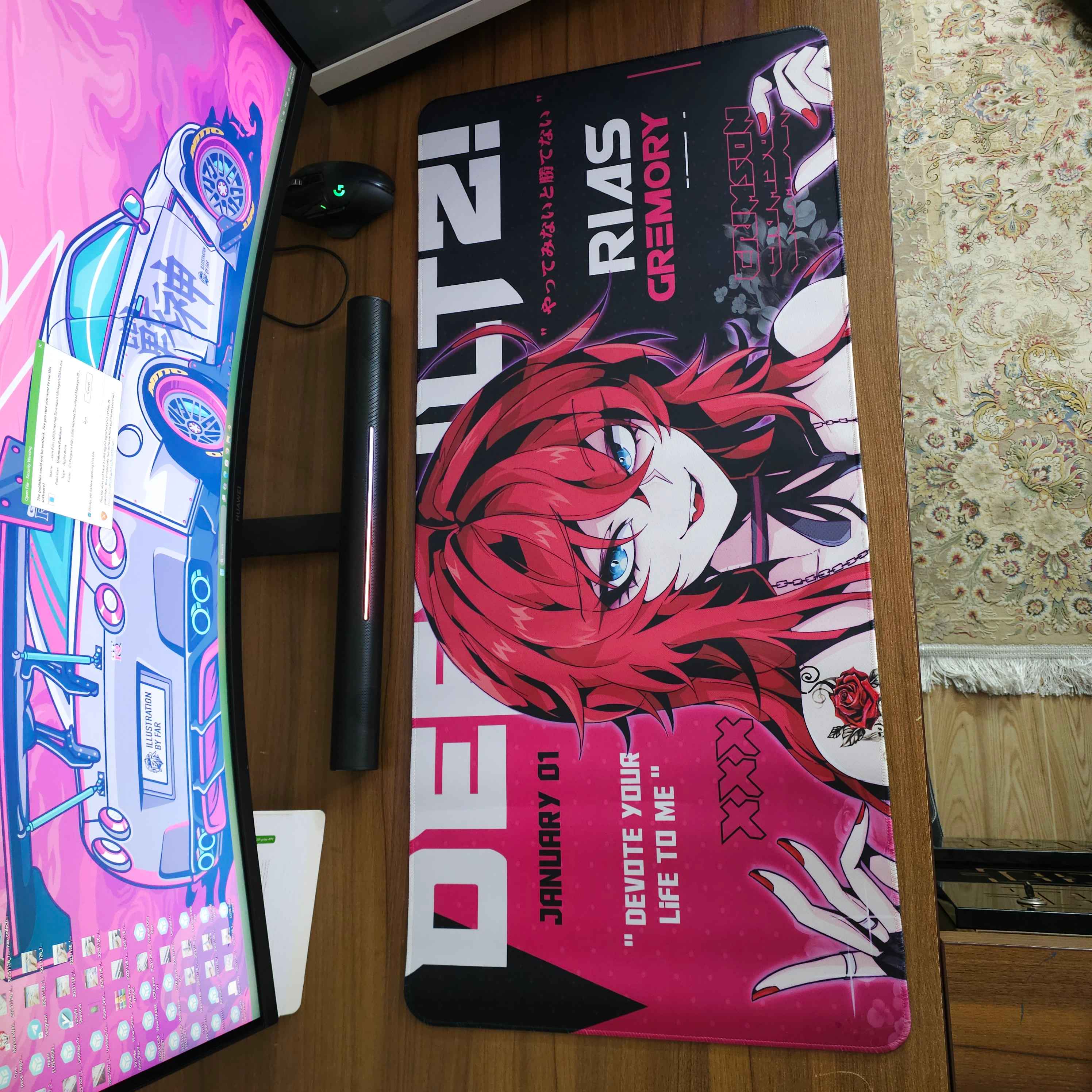 دسک پد (موس پد) طرح دختر انیمه قرمز