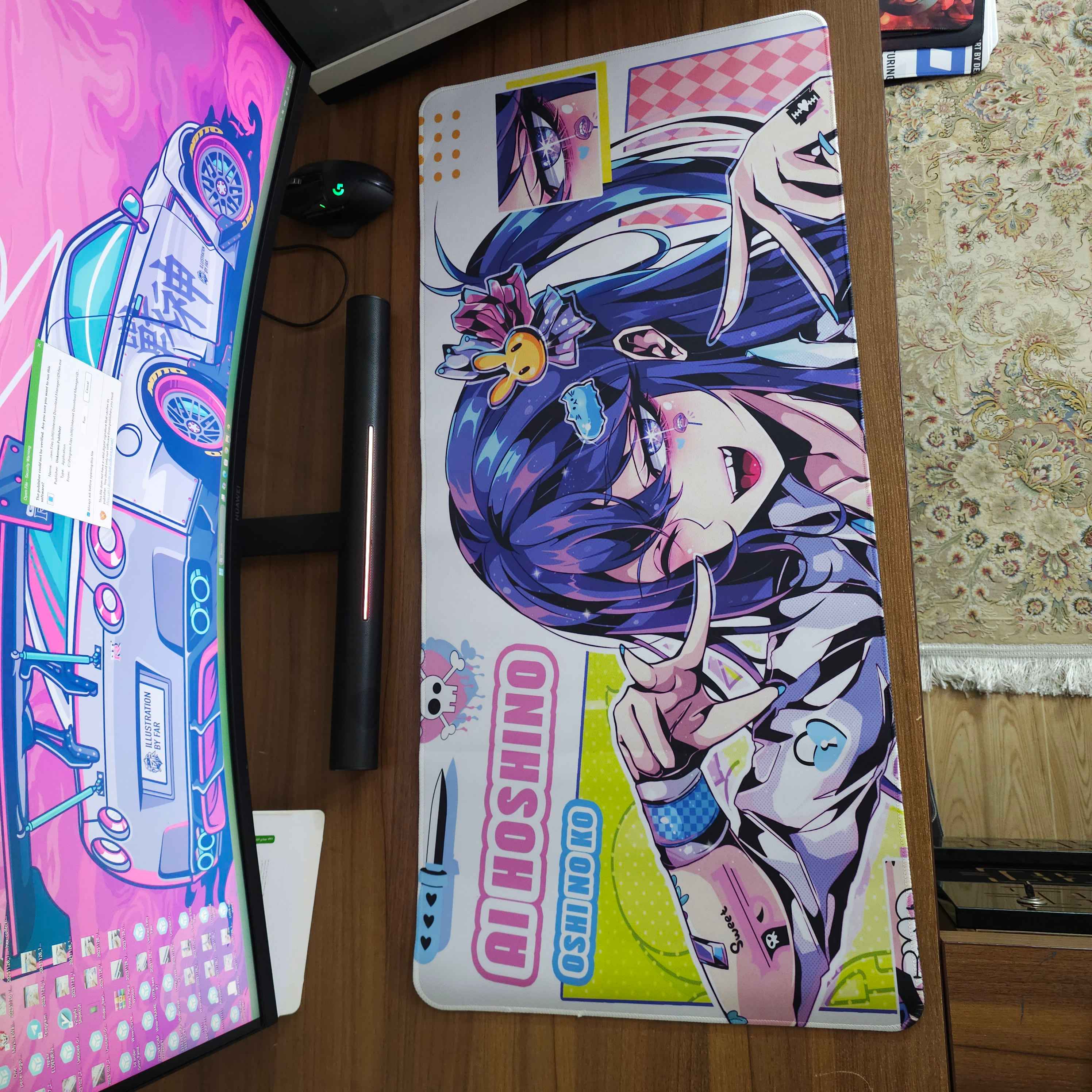 دسک پد (موس پد) طرح دختر انیمه بنفش